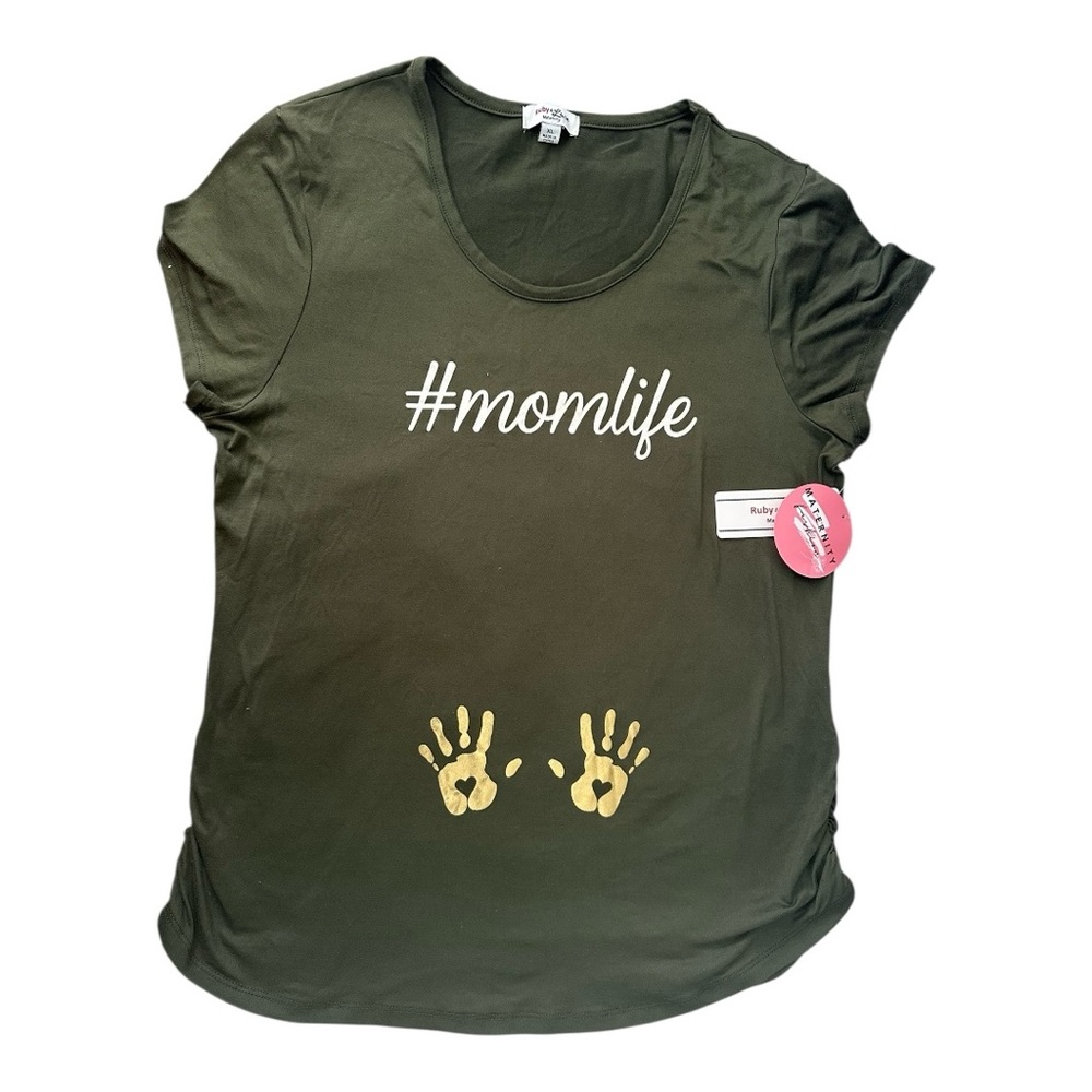 NWT Maternity #Momlife shirt, Green, Size XL